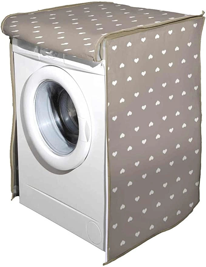 TELO COPRI LAVATRICE  CON CUORI 62 X 58 X 85 CM IN COLORE GRIGIO TORTORA