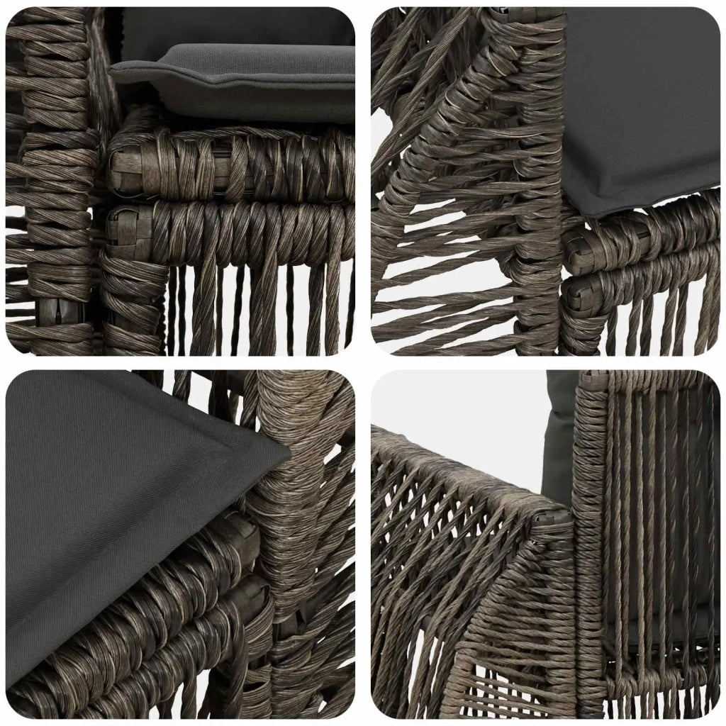 Divano da giardino 2-Numero di posti Grigio polyrattan 42026702