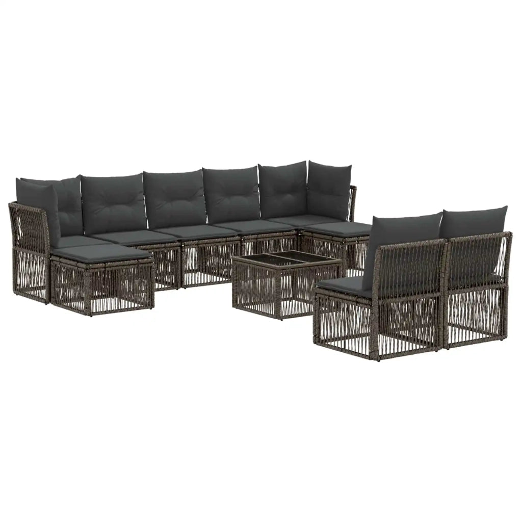 Set Divano da Giardino 10 pcs Grigio polyrattan 3434354