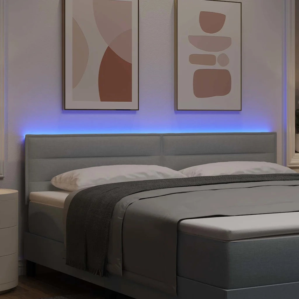 Testiera LED con strisce LED Grigio chiaro 180 cm Tessuto 3337999