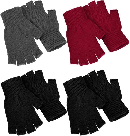 Manopole invernali calde - manopole senza dita - manopole a maglia semidita - design unisex - 4 paia - resistente al freddo