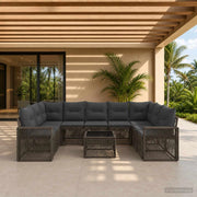 Set Divano da Giardino 10 pz Grigio e Grigio Scuro polyrattan 3435230