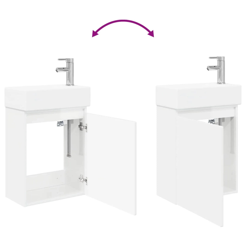 Mobile bagno con rubinetto Bianco Lucido 45,5 x 22,5 x 84 cm 889455