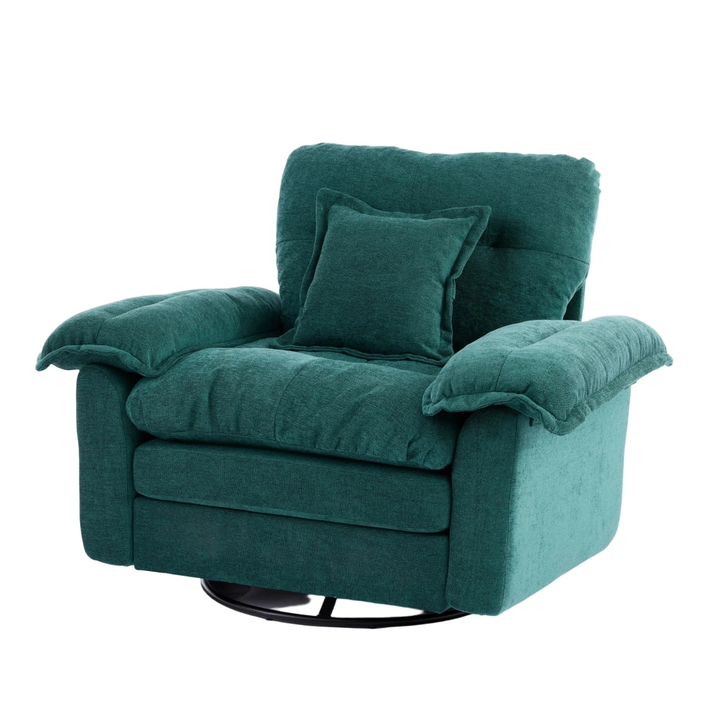 Poltrona girevole 360° con cuscino di supporto, in ciniglia, Verde, 116 × 84 × 96 cm