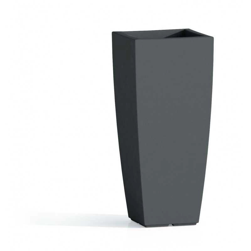 Vaso alto moderno di design 33x33 H70 in polimero antracite resistente per interno ed esterno - Made in Italy - Monacis