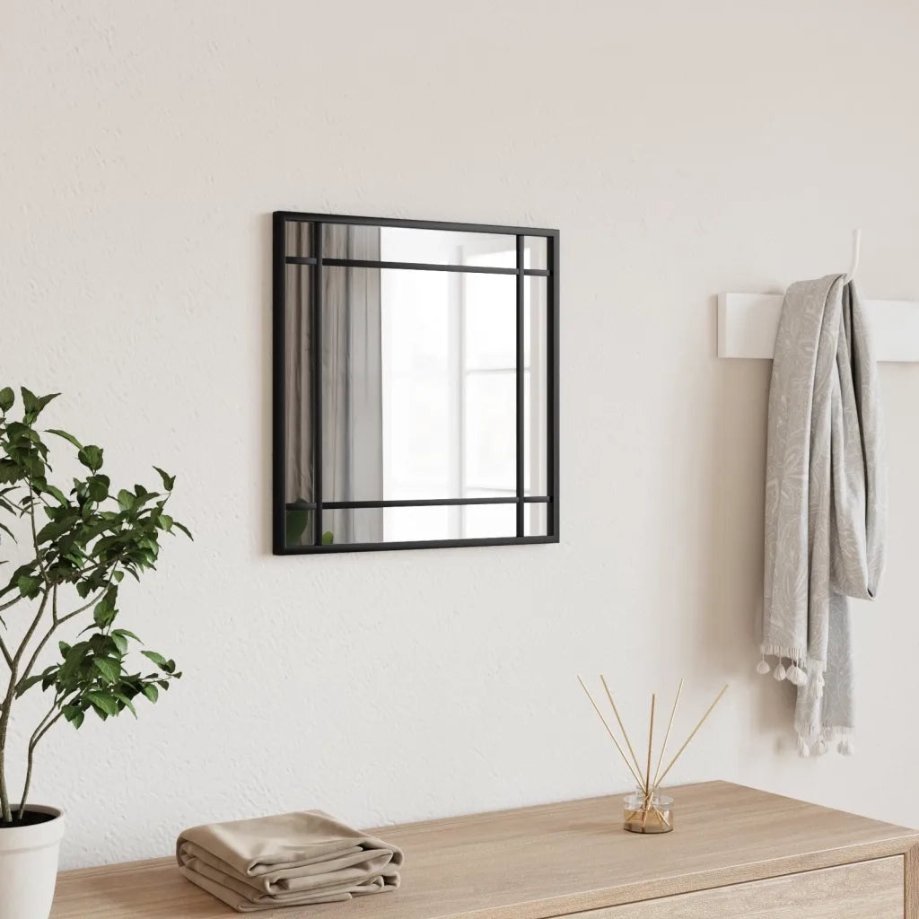 Specchio da Parete | Specchio decorativo Nero 40x40 cm Quadrato in Ferro