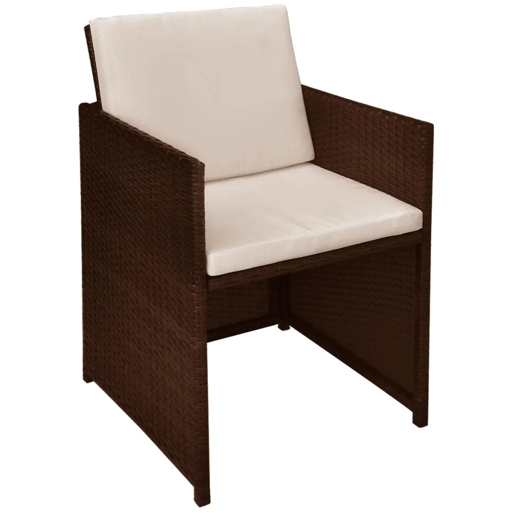 Set da Bistrot 3 pz con Cuscini in Polyrattan Marrone 42540