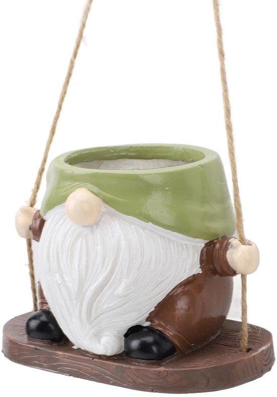 Pianta da Sospensione con Gatto senza Viso, Vaso da Fiori da Parete Realizzato in Resina con Caricatura di Gatto senza Viso, Viso Inverso, Vaso da Fiori da Parete (Verde)