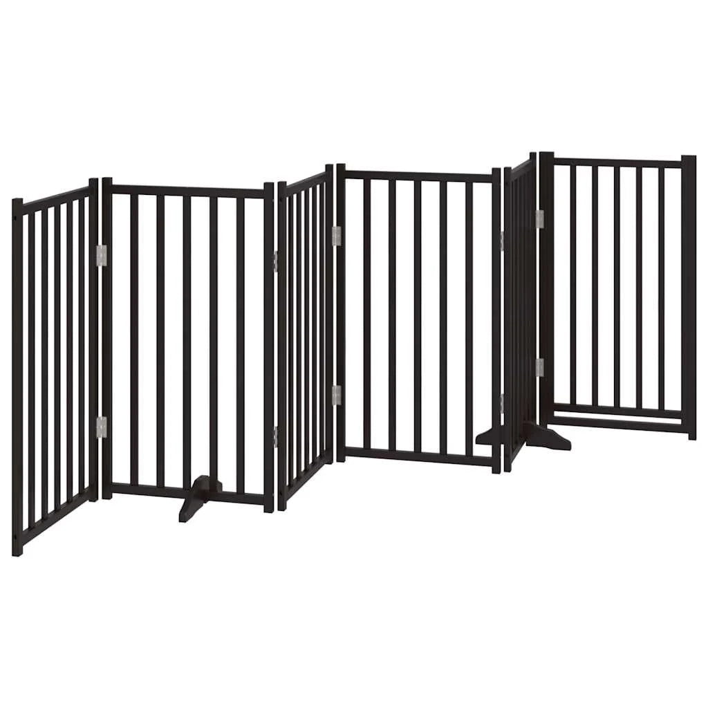 Cancelletto di sicurezza per cani e animali domestici con porta a 6 pannelli in legno massello di abete nero 02_0023331