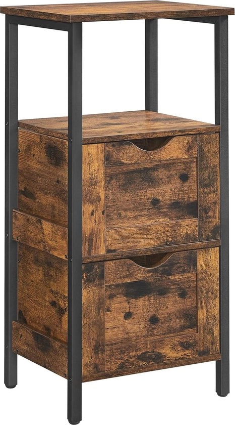Cassettiera per bagno spaziale con 2 ante e compartimento aperto - 37 x 30 x 80 cm