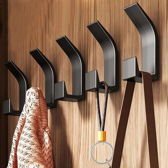Hanger a muro - 5 pezzi Hanger moderno a doppio gancio Acciaio Hanger asciugamano con viti - Per bagno Ufficio Camera da letto