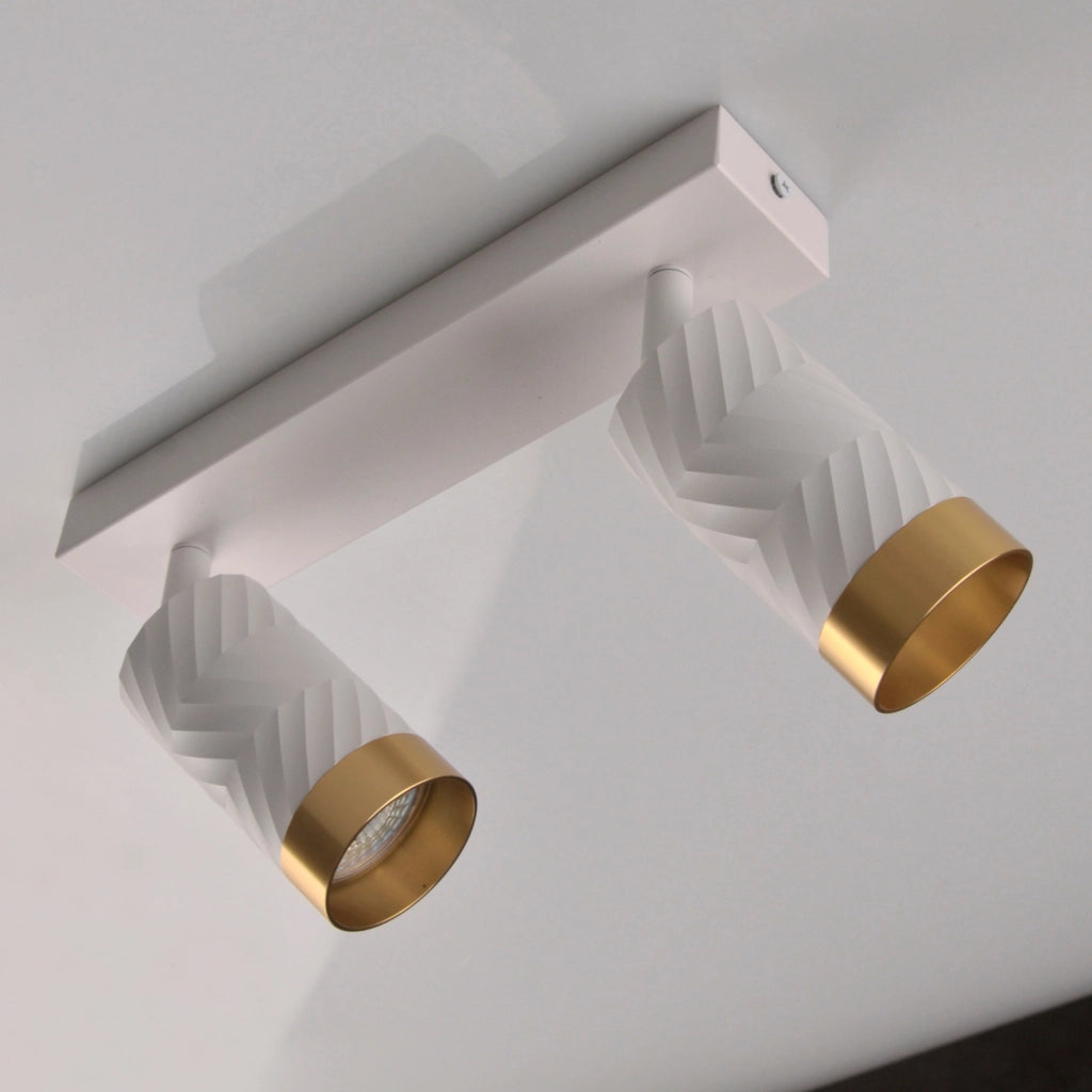 Lampada parete-soffitto 2 luci bianco/oro GU10 Arras Polux