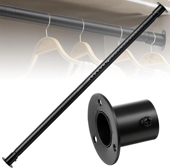 Stendardo per abbigliamento retrattile - Decorativo e funzionale - 1 pezzo - Nero - Acciaio - 40-210 cm