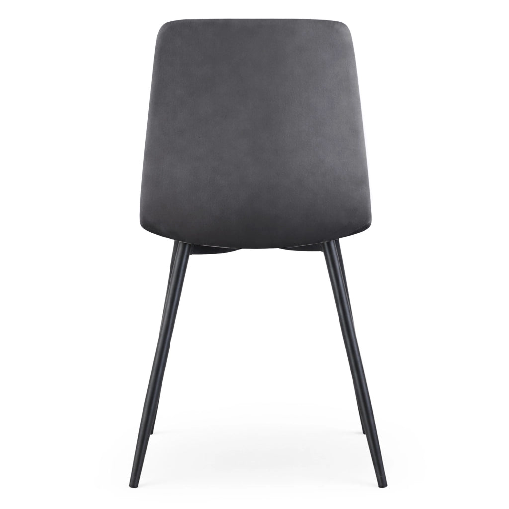 Set di 6 Sedie in velluto trapuntate NERO Grafite Scuro gambe nere