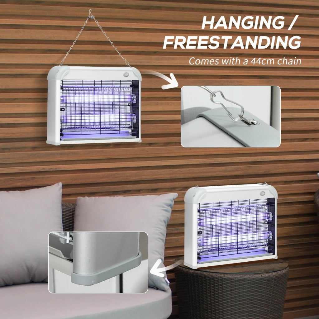 EasyComfort Zapper per Insetti e Zanzare da 20W a Luci LED UV con Vassoio Rimovibile, in ABS e Metallo, 39x8x28 cm