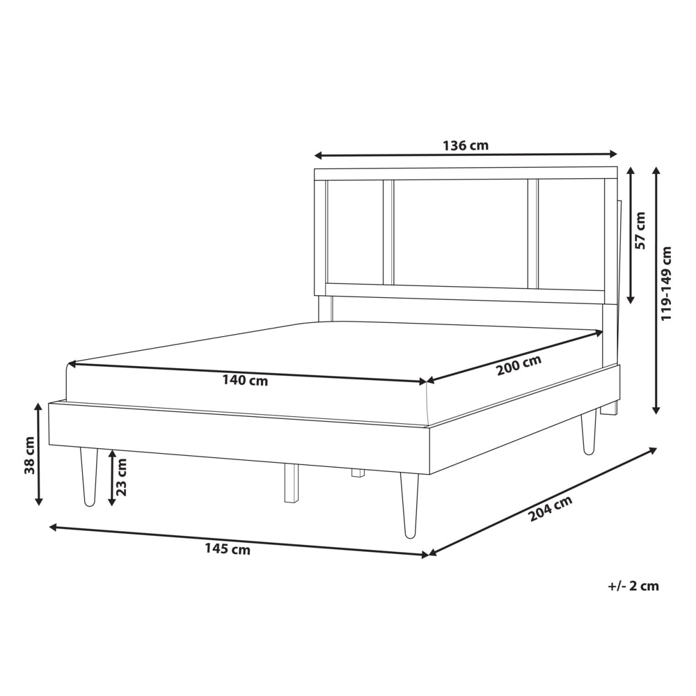 Letto moderno con rete a doghe testata a treccia viennese in legno chiaro 140 x 200 cm camera da letto