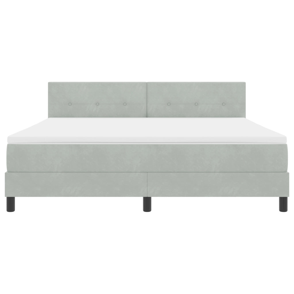 Letto Box Spring con Materasso Grigio Chiaro Super King in Velluto
