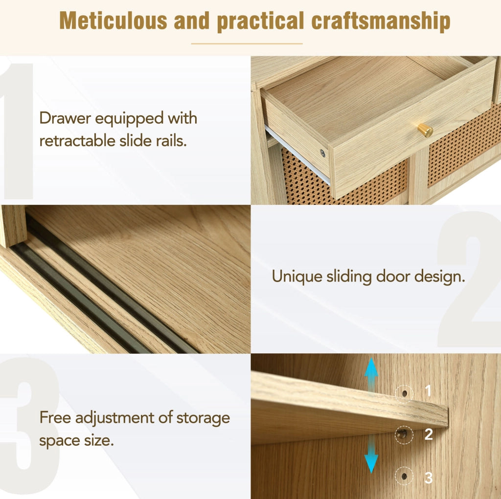 Credenza in MDF rovere con 3 cassetti e 3 ante