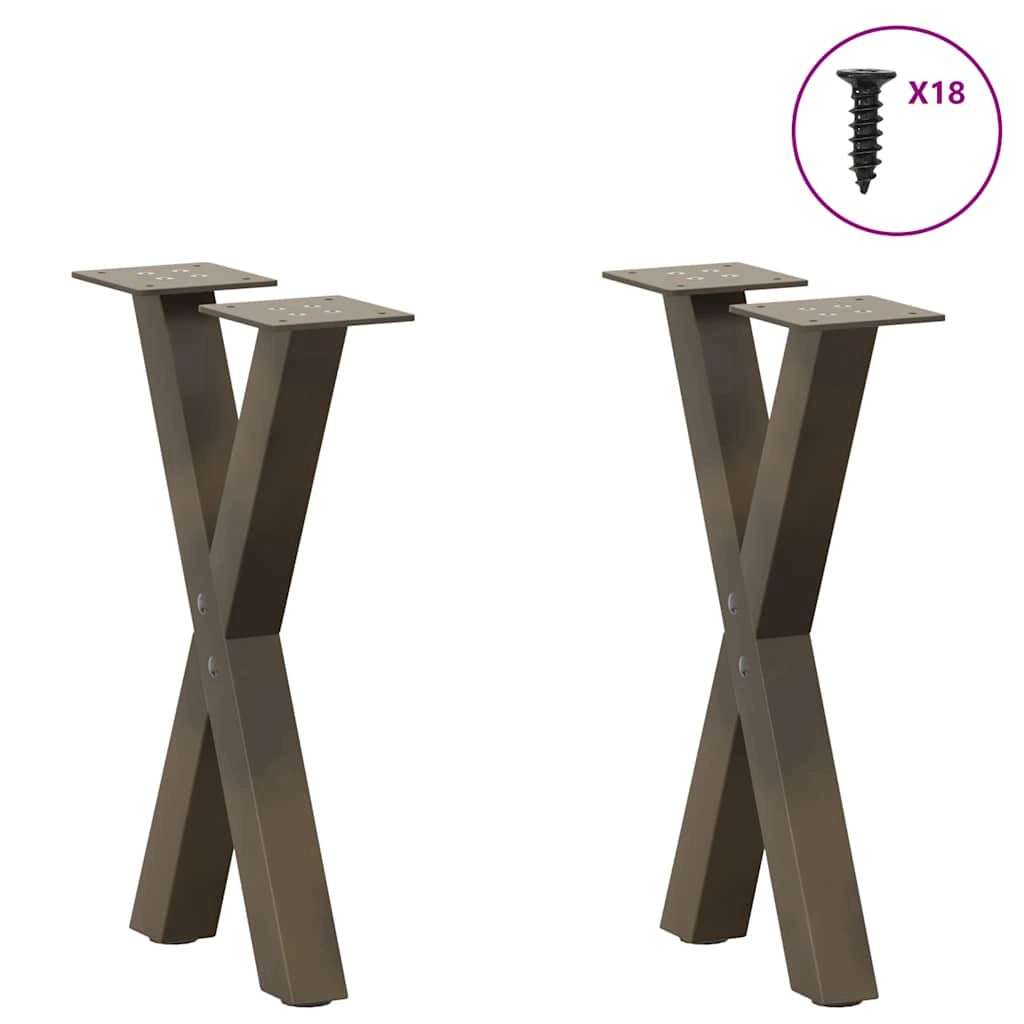 Set di 2 gambe per tavolino da caffè a forma di X 28 x 43 cm con piedini regolabili design moderno acciaio naturale 02_0057166
