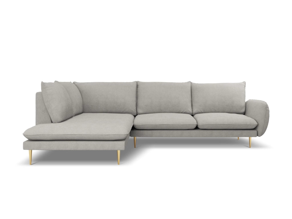 Cosmopolitan Design - Divano angolare sinistro "Vienna" 6 posti in tessuto strutturato grigio chiaro 
