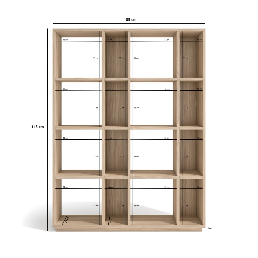 Libreria componibile Herdasa 16 vani effetto finitura noce chiaro
