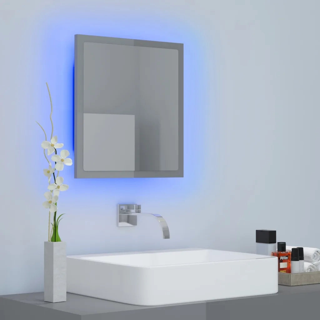 Specchio da Bagno LED Grigio Lucido 40x8,5x37 cm in Acrilico 804915