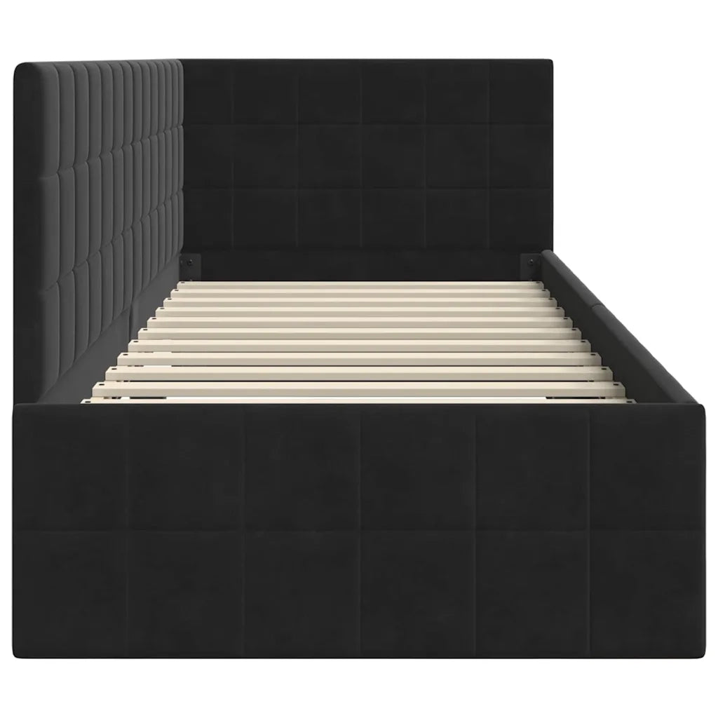 Cornice del letto ad angolo Nero 80 cm x 200 cm Velluto