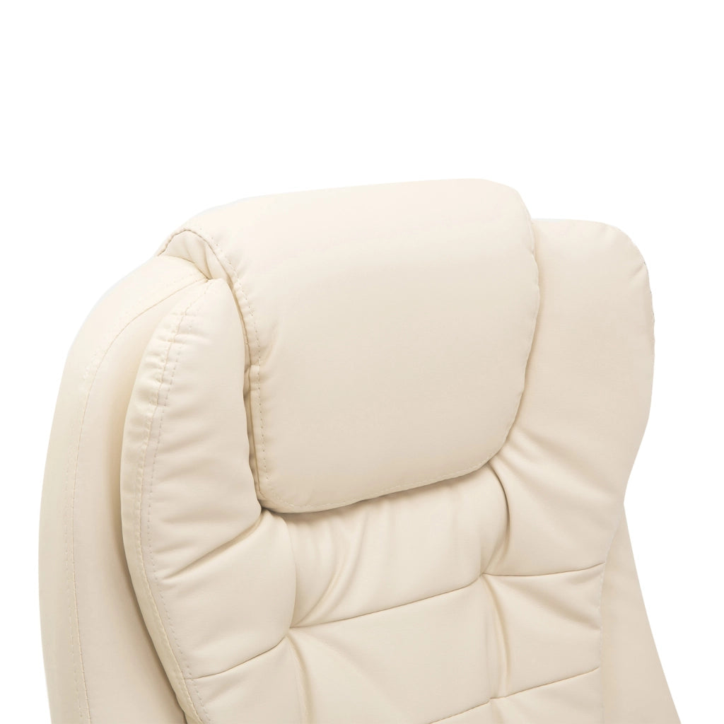 Sedia da ufficio ergonomica con massaggio a 6 punti riscaldamento e funzione girevole in pelle rigenerata beige