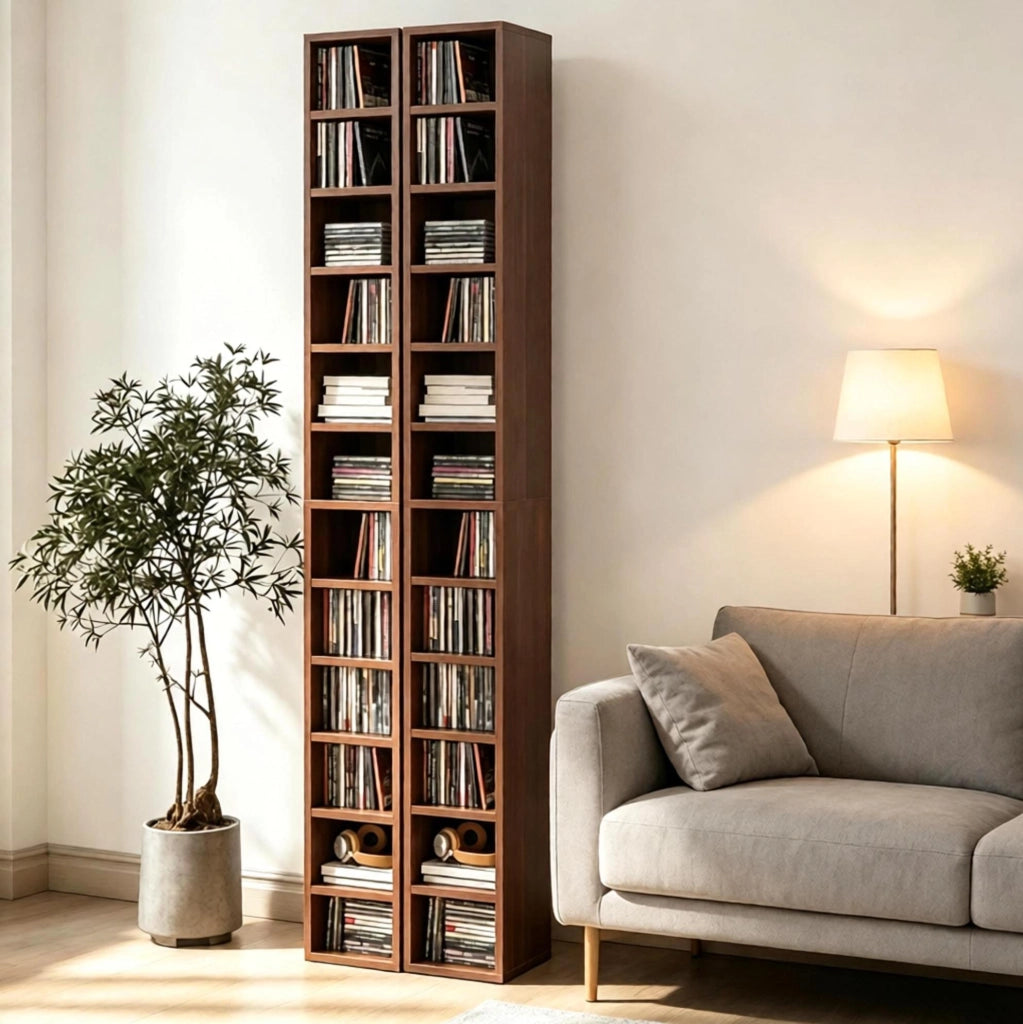 Torre porta CD/DVD a 12 livelli in MDF e truciolare marrone
