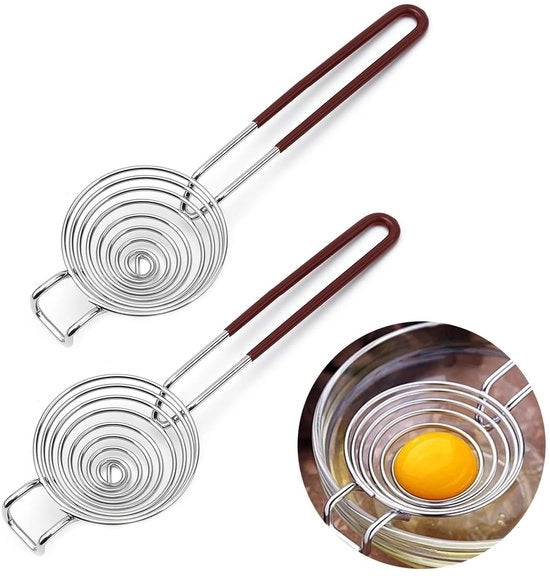 Egg Slicer 2 pezzi - Acciaio Inossidabile - Manici Ergonomici - Separatore Proteine/Uovo - Resistente alla Lavastoviglie - Disegno con Orecchio Pendente - Elettrodomestico per Uova