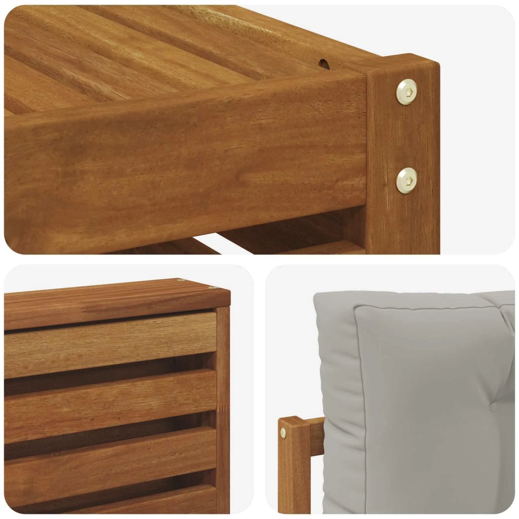 Set di divani da esterno 8 pcs Grigio Naturale e Chiaro