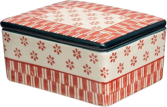 Piatto da retro con stampa a mano a fiori - resistente a lavastoviglie e forno a microonde - 125 x 10 x 6 cm