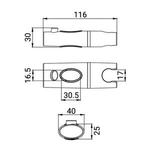 Scorrevole per saliscendi ovale in abs cromato