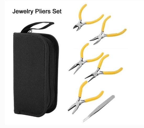 Set di uncini per gioielli, 6 pezzi, set di uncini per gioielli professionale, inclusa pinza, set di uncini per gioielli per DIY, set di riparazione per gioielli.