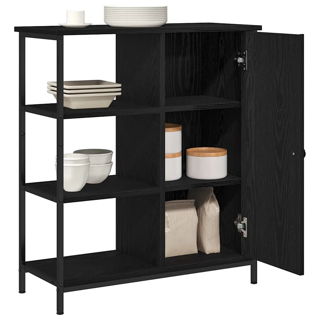 Credenza | Madia | Buffet da pranzo | Armadio da pranzo Rovere Nero 70 x 30 x 80 cm