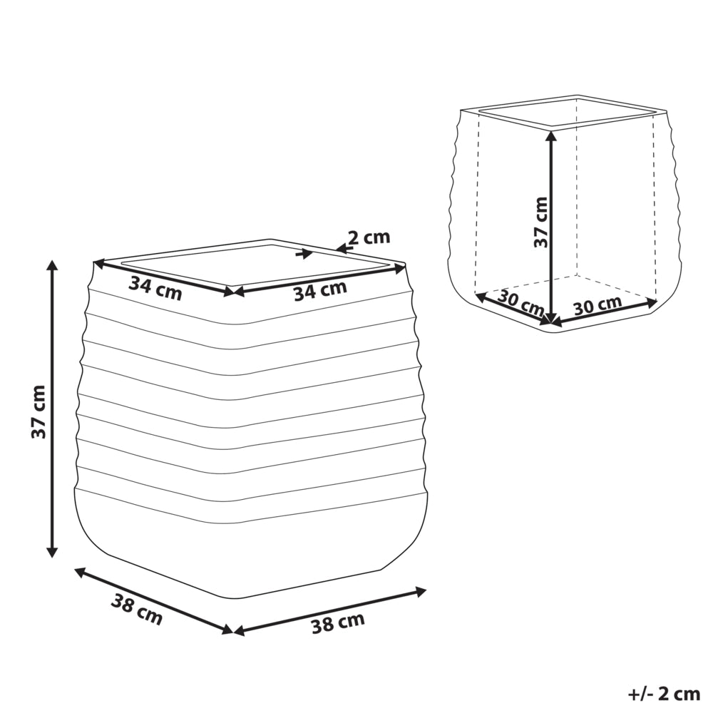Vaso per piante grande in poliresina nera da esterno quadrato da giardino 38 x 37 cm resistente ai raggi UV