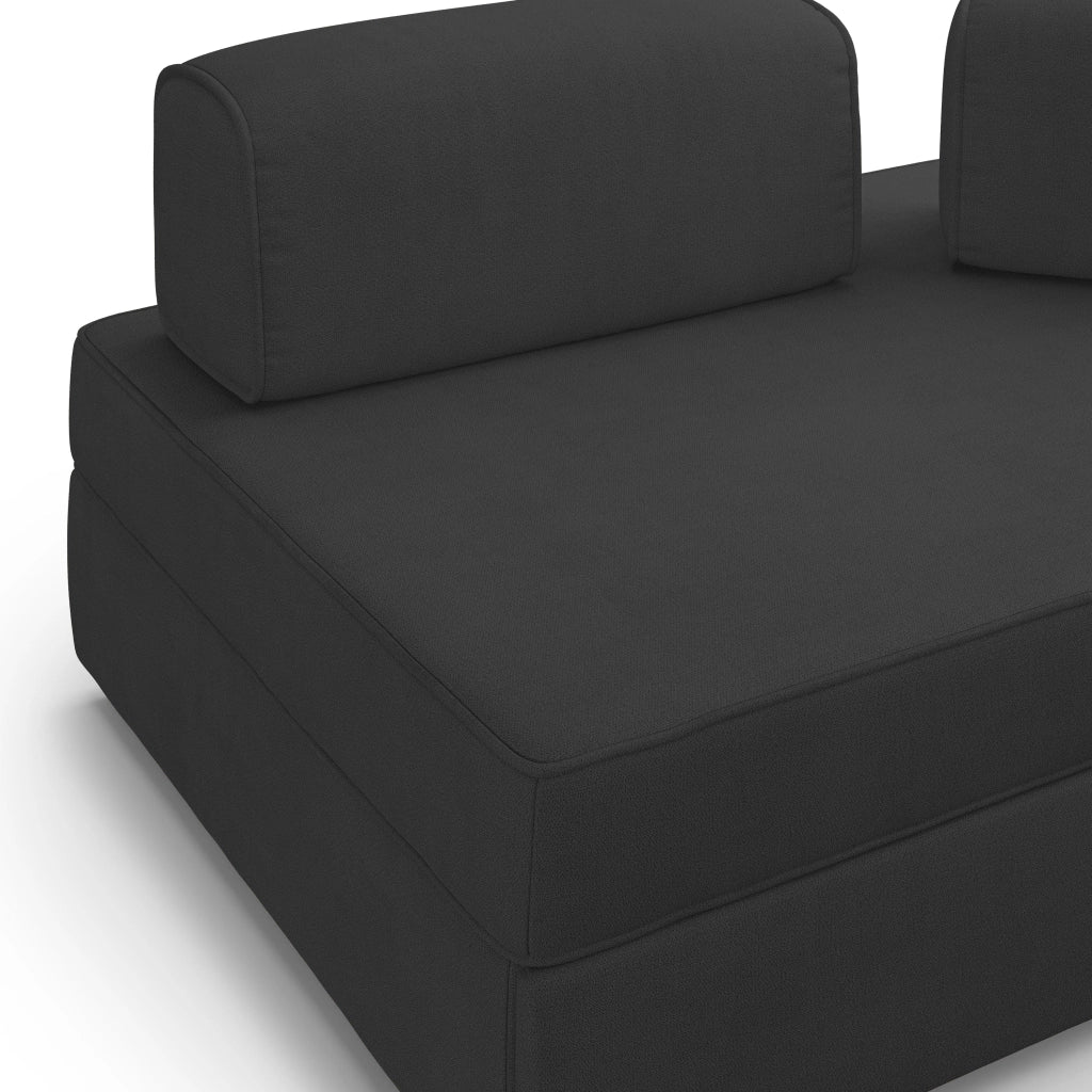 Liberty Divano con pouf estraibile e schienali movibili in tessuto morbido impermeabile T02 180 cm nero