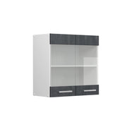Vicco Mobile da cucina in vetro Calcestruzzo nero 60 cm