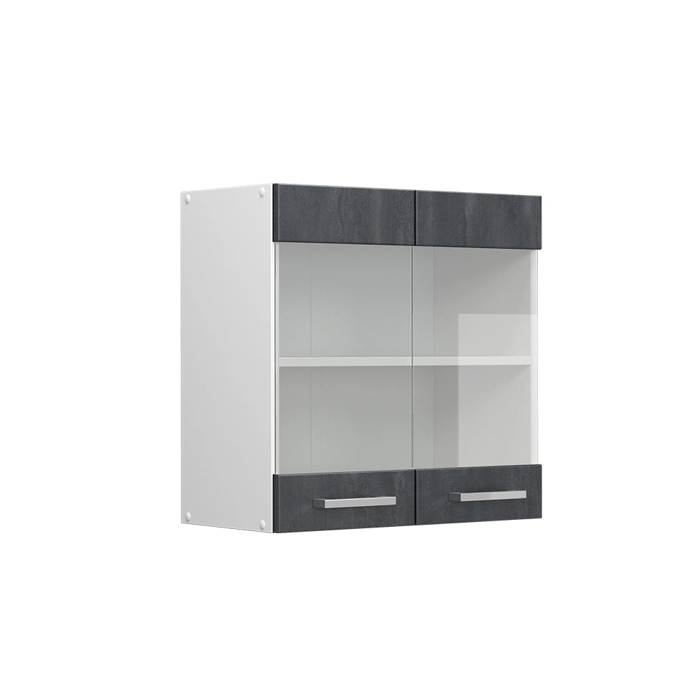 Vicco Mobile da cucina in vetro Calcestruzzo nero 60 cm