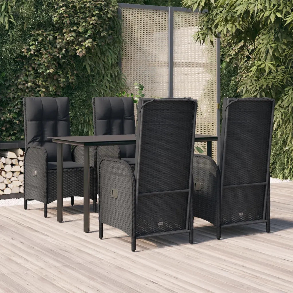 Set da Pranzo da Giardino 5 pz Nero con Cuscini in Polyrattancod mxl 124407