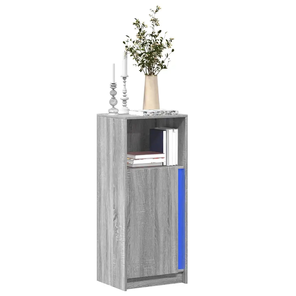 Credenza con LED-Buffet-Armadio da cucina Grigio Sonoma 42,5x34x100 cm Legno Multistrato