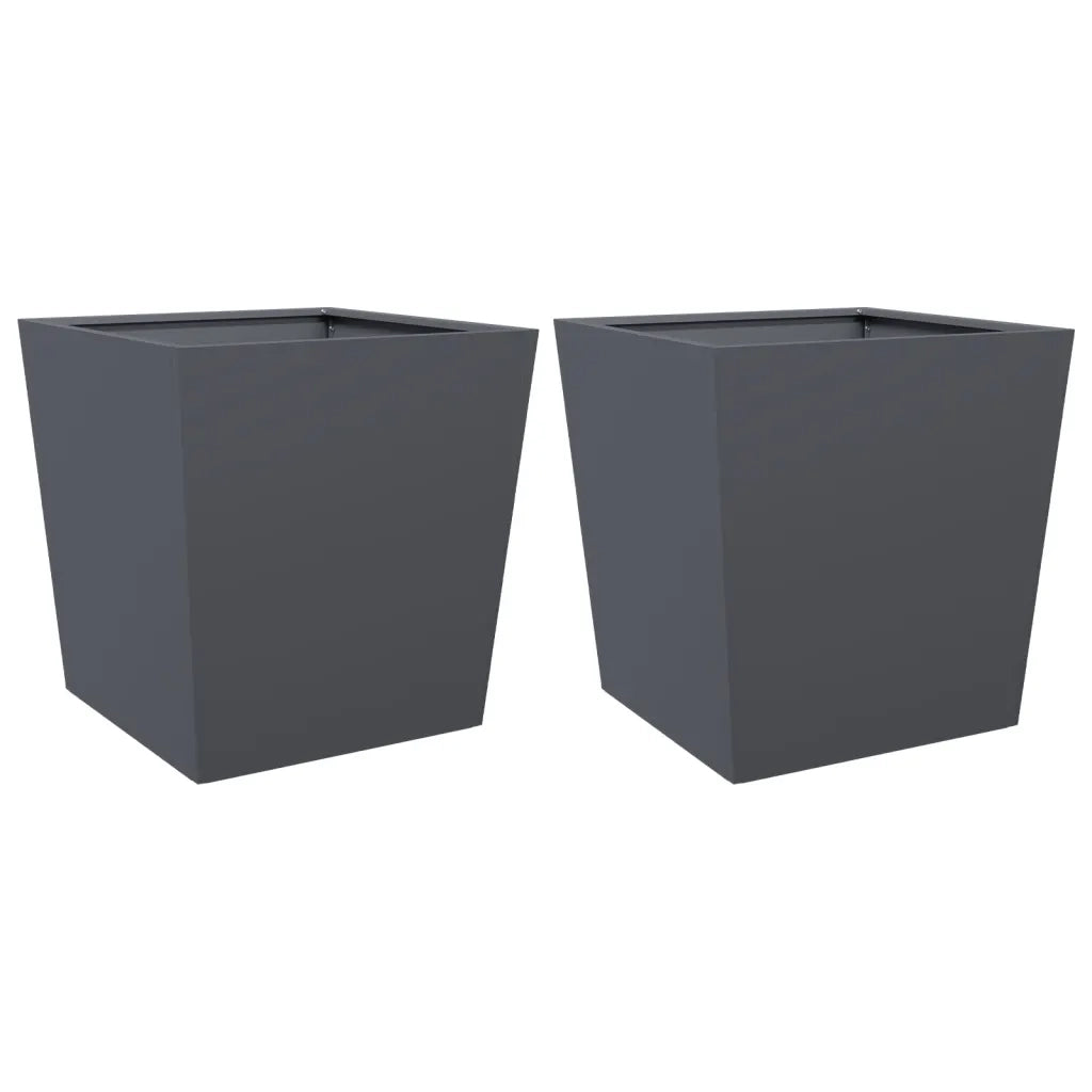vidaXL Fioriere da Giardino 2 pz Antracite 50x50x50 cm in Acciaio
