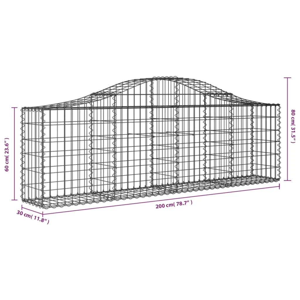 Cesti Gabbioni ad Arco 30 pz 200x30x60/80 cm Ferro Zincato 3145405