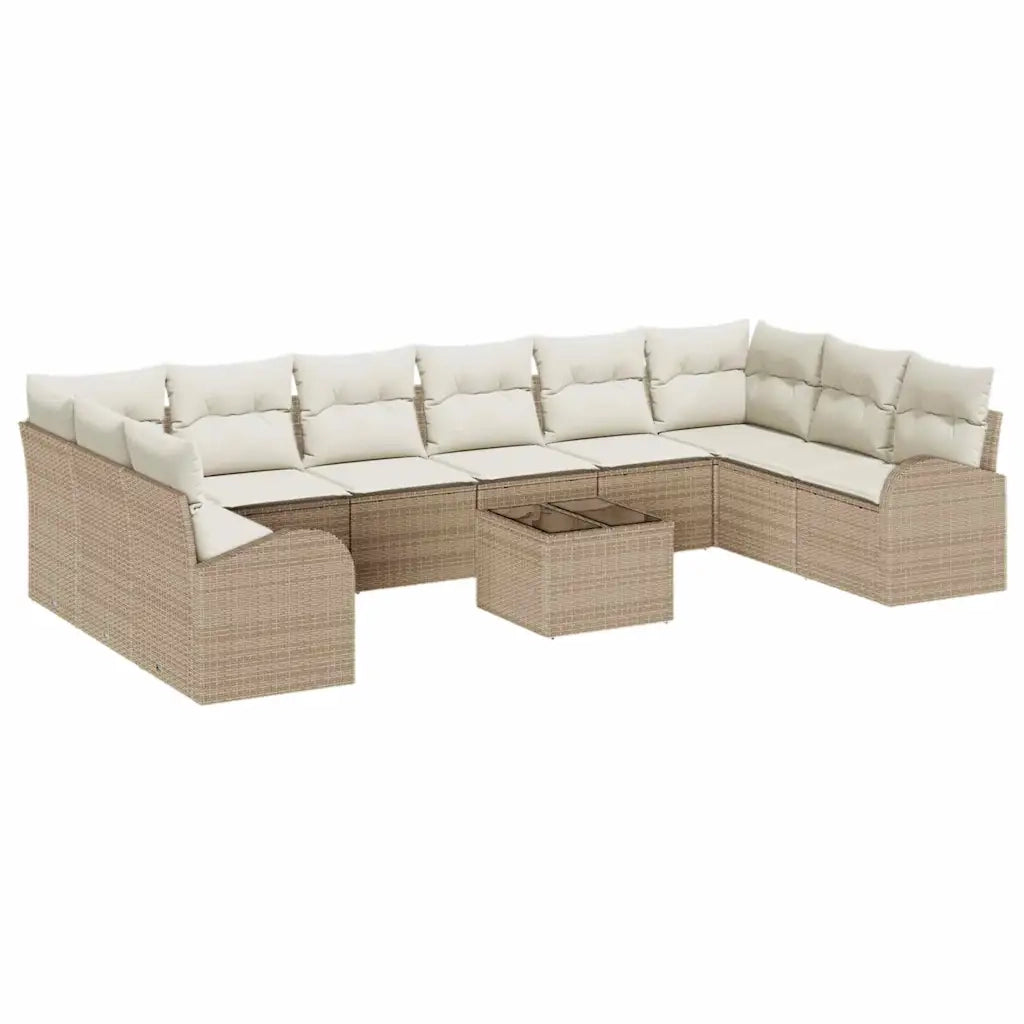 Set di divani con cuscino 11 pcs Beige Polyrattan