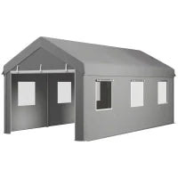 Tenda per Auto 6L x 2,95l x 2,78H m in Acciaio Zincato e PE ad Alta Densità 160 g/m² con 2 Porte Avvolgibili e 6 Finestre, Grigio Chiaro