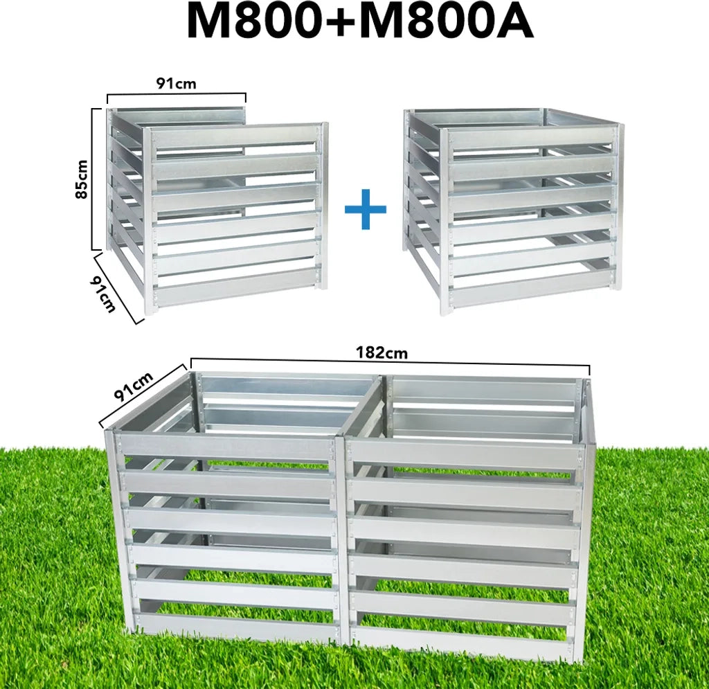 Compostiera + modulo di estensione da giardino Timbela M800 + M800A