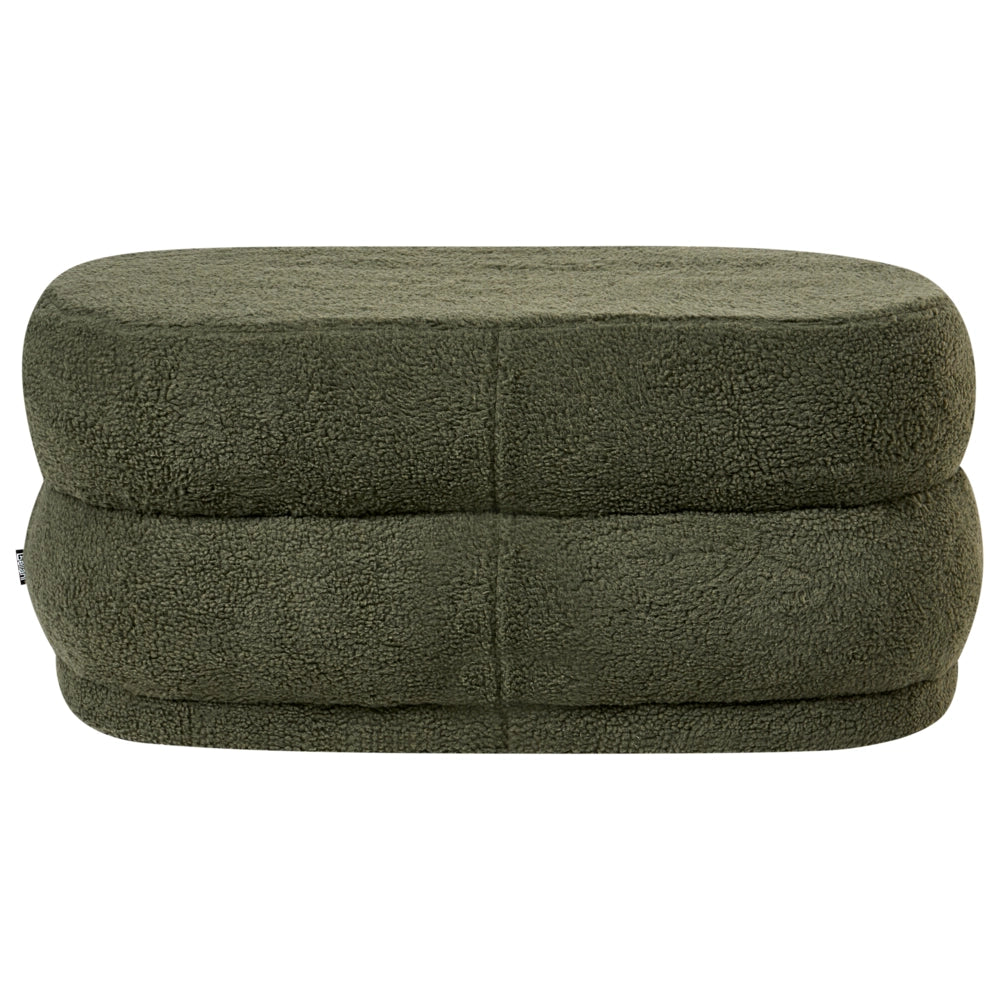 Panca decorativa con tessuto bouclè verde imbottito soggiorno camera da letto moderno