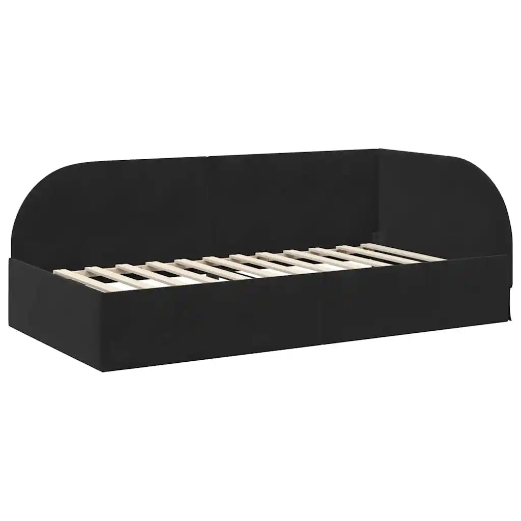 Struttura Letto Angolare con Materasso 2 pz-Giroletto con materasso Nero Velluto 483913
