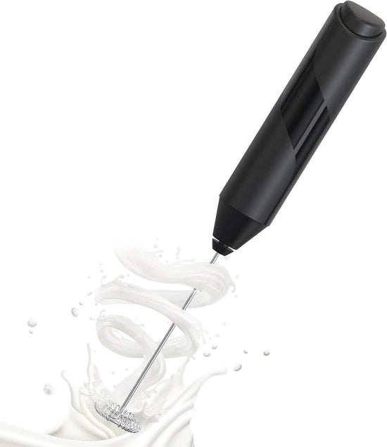 Melkopschuimer elettrico - melkopschuimer - melkopschuimer elettrico - melkklopper - Nero - RVS - Portatile - Azionato per Cappuccino, Matcha, Schiuma di caffè