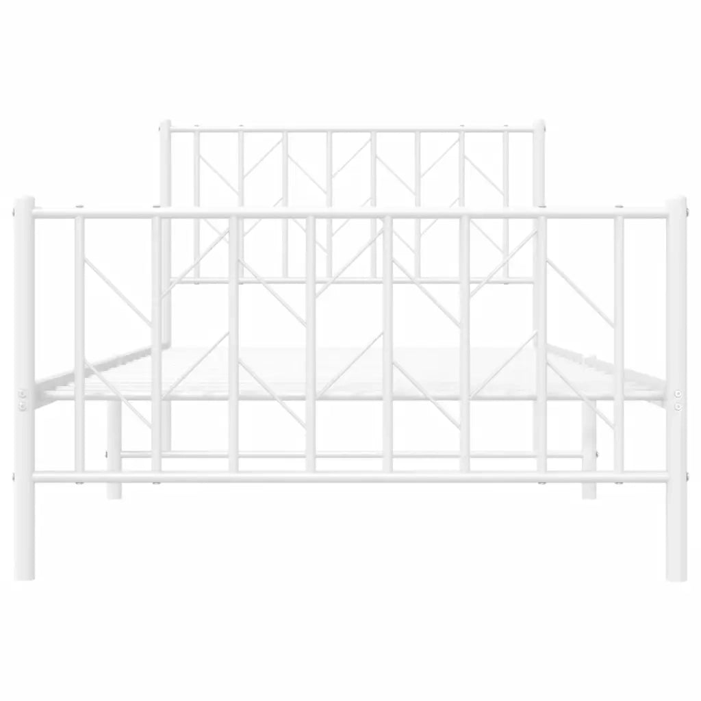 Giroletto con Testiera e Pediera Metallo Bianco 100x190 cm 374498